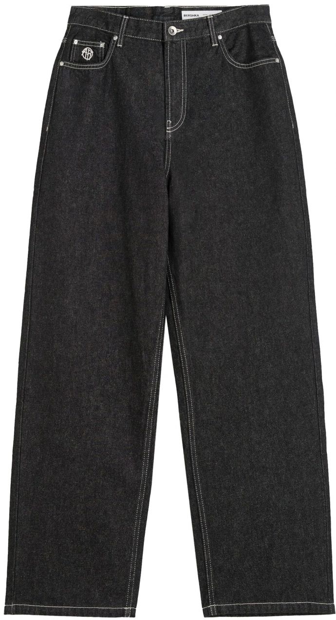 Bershka Džínsy  čierny denim