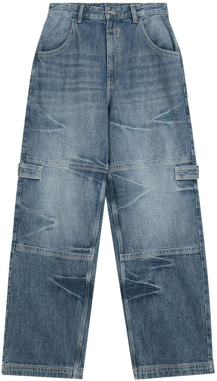Bershka Džínsy  modrá denim / biela
