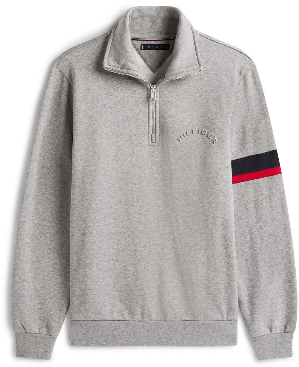 TOMMY HILFIGER Mikina  svetlosivá / červená / čierna