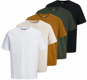 JACK & JONES Tričko 'JJEORGANIC'  koňaková / zelená / čierna / biela