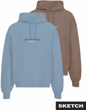 JACK & JONES Mikina 'JORBILLYBURG'  svetlomodrá / šedobiela