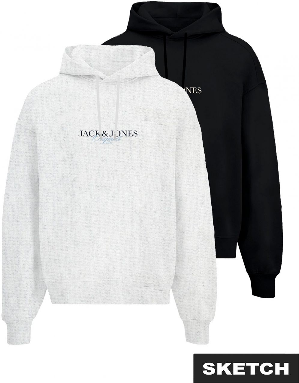 JACK & JONES Mikina 'JORBILLYBURG'  sivá melírovaná / čierna