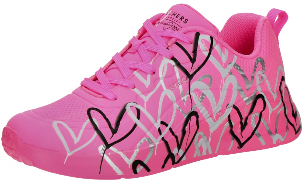 SKECHERS Nízke tenisky 'UNO LITE'  svetlosivá / svetloružová / čierna / strieborná