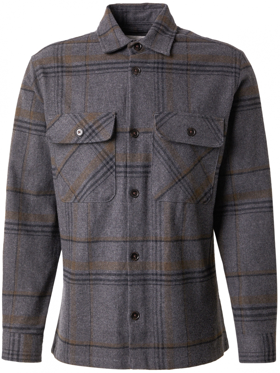 JACK & JONES Košeľa 'JPRRAYLE'  hnedá / tmavosivá / čierna