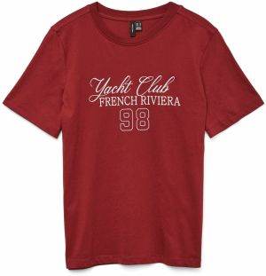 VERO MODA Tričko 'VMABY PAULINA'  vínovo červená / biela