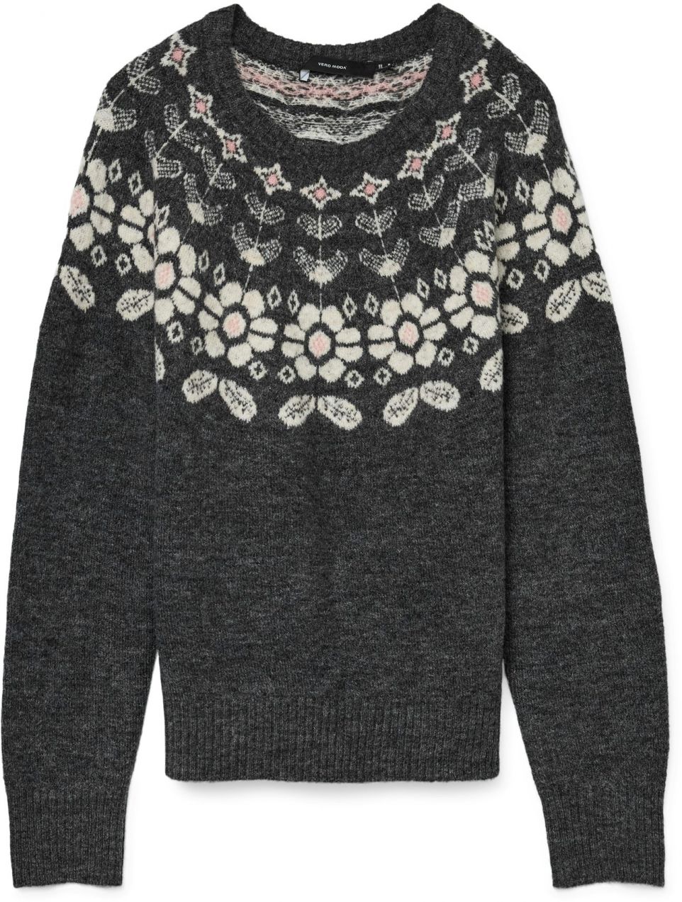 VERO MODA Sveter 'VMSIMONE'  tmavosivá / ružová / biela
