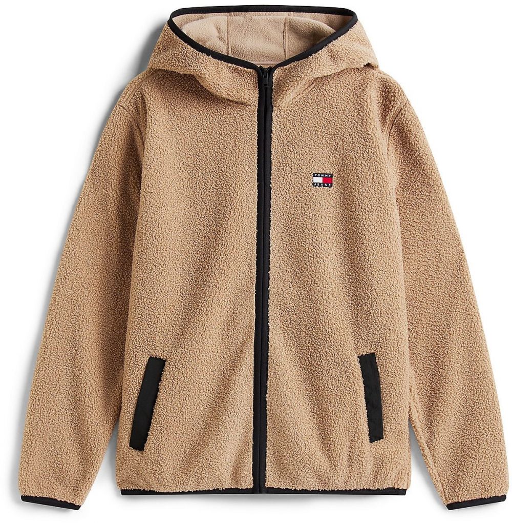 Tommy Jeans Flisová bunda  béžová / červená / čierna / biela
