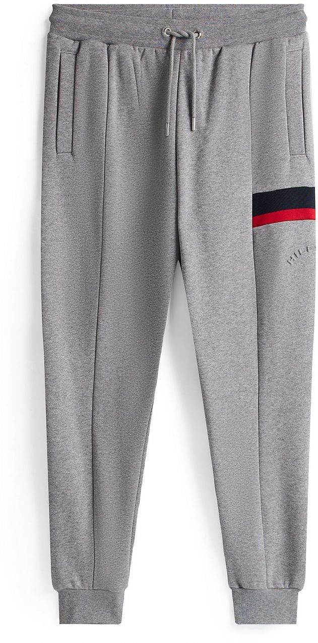 TOMMY HILFIGER Nohavice  námornícka modrá / sivá melírovaná / červená