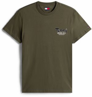 Tommy Jeans Tričko  olivová / čierna / biela