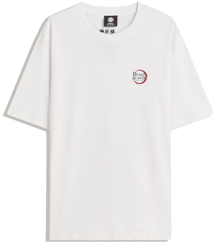 Bershka Tričko 'DEMON SLAYER'  slivková / krvavo červená / čierna / biela