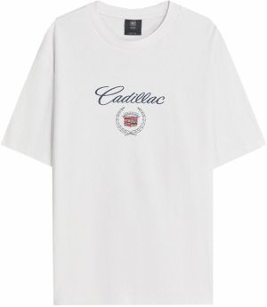 Bershka Tričko 'CADILLAC'  azúrová / tmavomodrá / zlatá žltá / biela