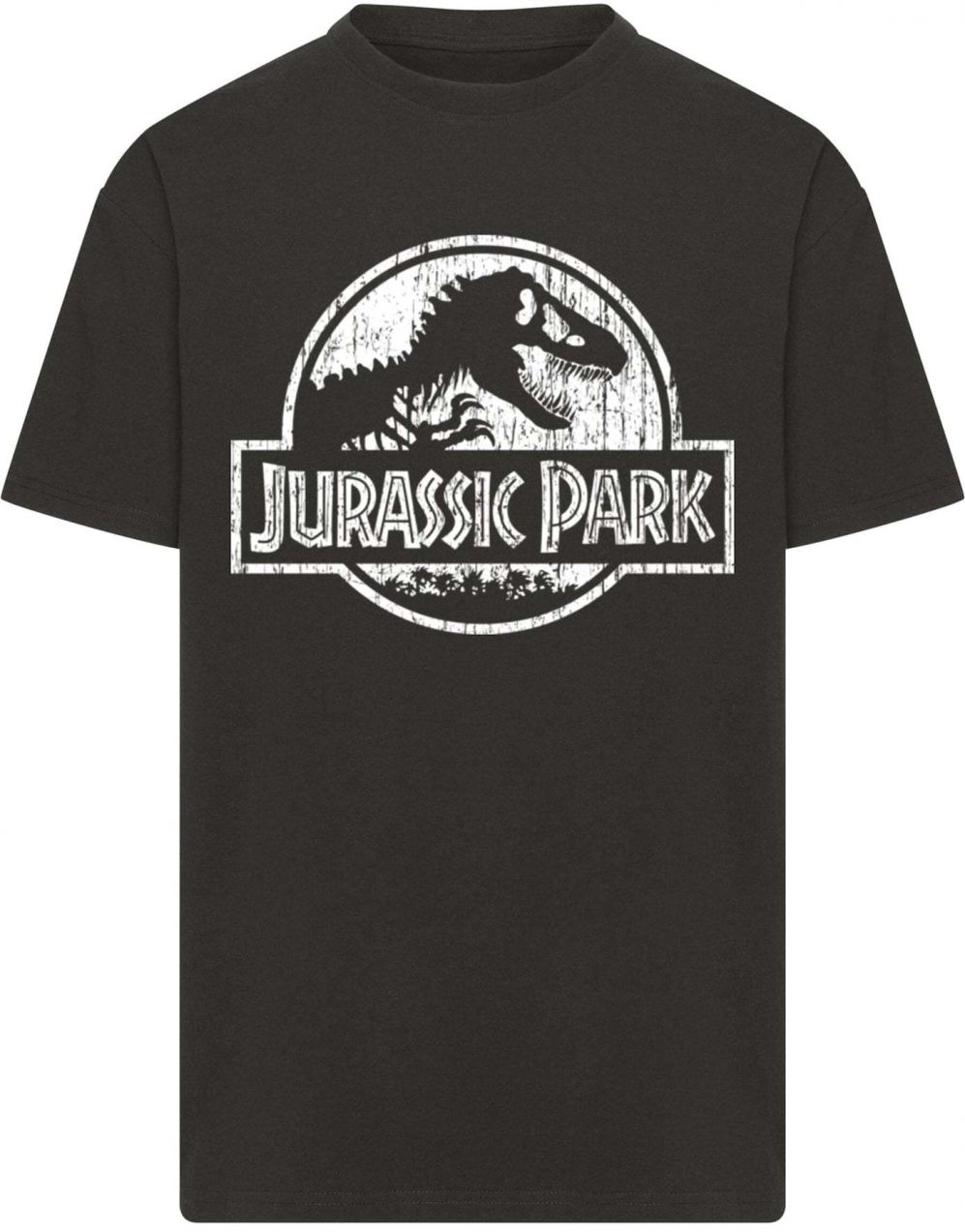 Merchcode Tričko 'Jurassic Park Distressed'  čierna / biela