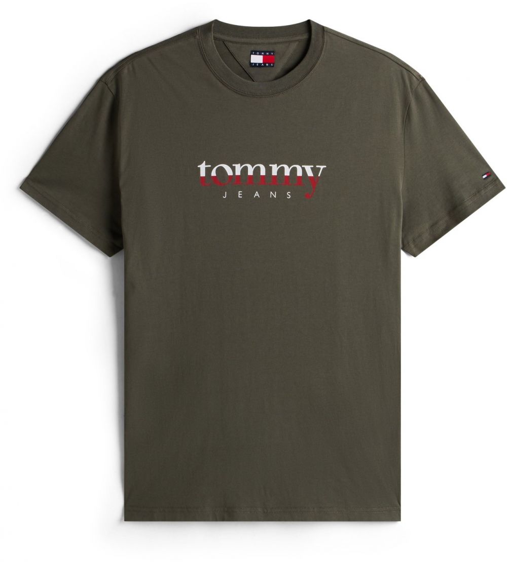 Tommy Jeans Tričko  olivová / červená / biela