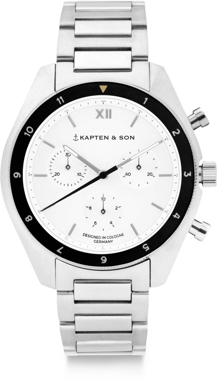 Kapten & Son Analógové hodinky 'Rise Silver Steel'  strieborná / biela