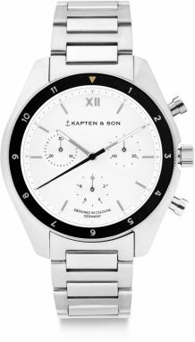 Kapten & Son Analógové hodinky 'Rise Silver Steel'  strieborná / biela