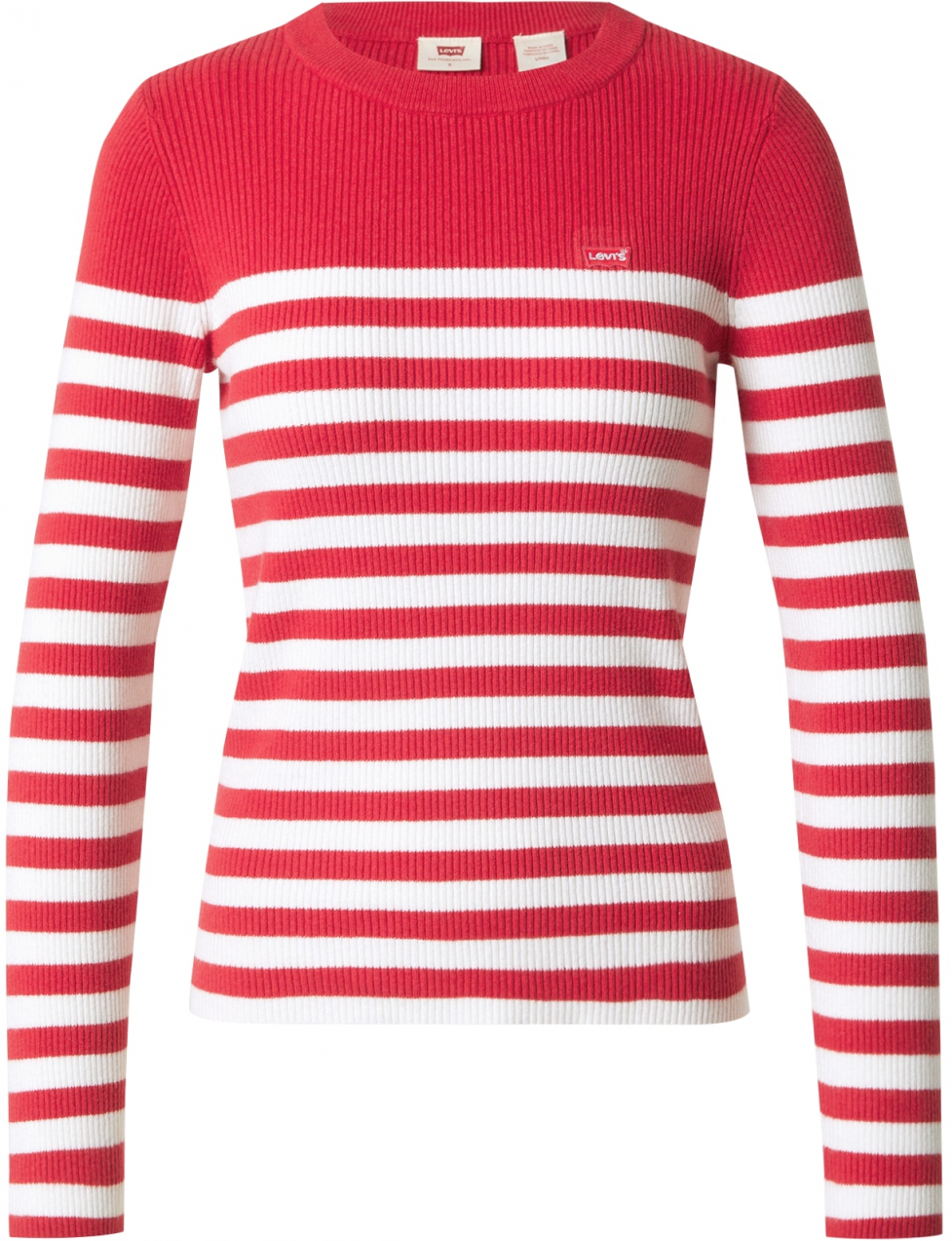 LEVI'S ® Sveter 'Crewneck Rib Sweater'  červená / biela