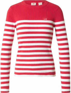 LEVI'S ® Sveter 'Crewneck Rib Sweater'  červená / biela