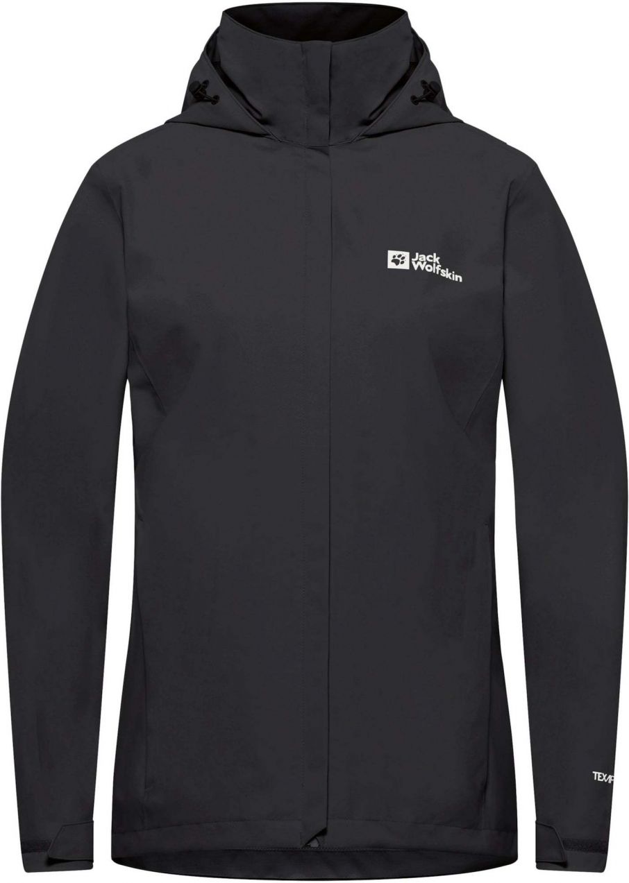 JACK WOLFSKIN Outdoorová bunda 'Trailtime'  čierna / biela