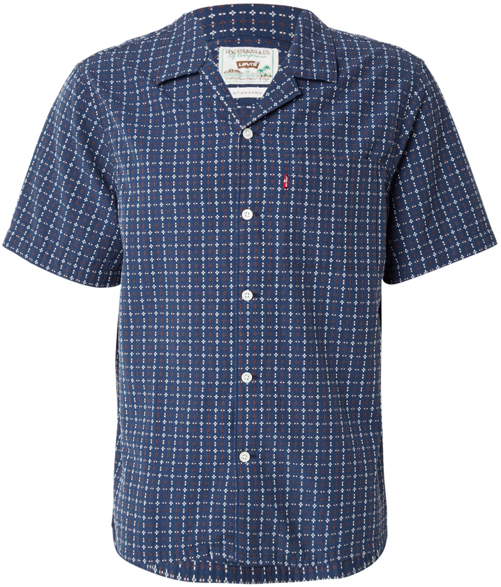 LEVI'S ® Košeľa 'Short Sleeve Sunset Standard Camp Shirt'  námornícka modrá / mandarínková / červená / biela