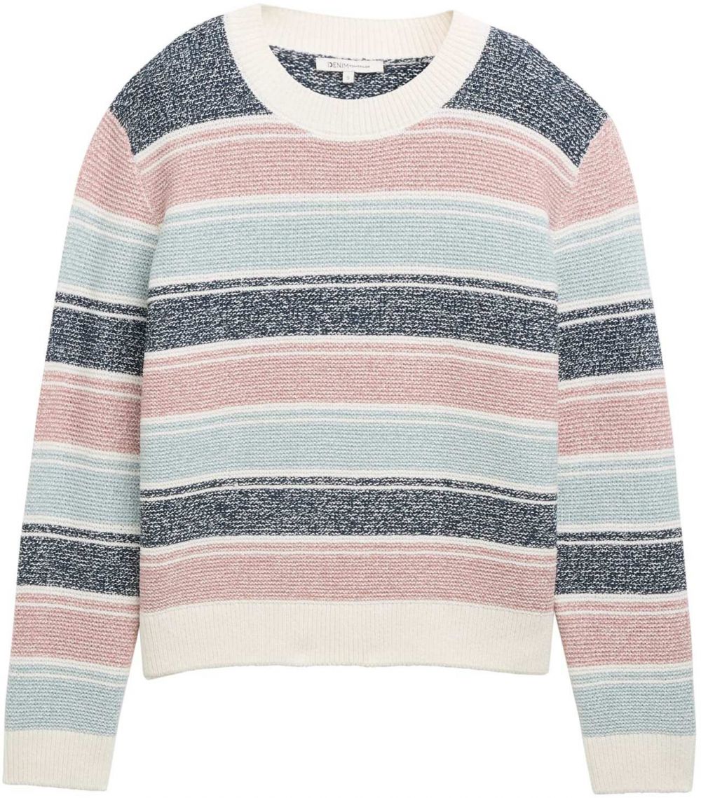 TOM TAILOR DENIM Sveter  svetlomodrá / modrá melírovaná / staroružová / biela