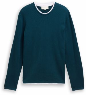 TOM TAILOR DENIM Sveter  petrolejová / biela