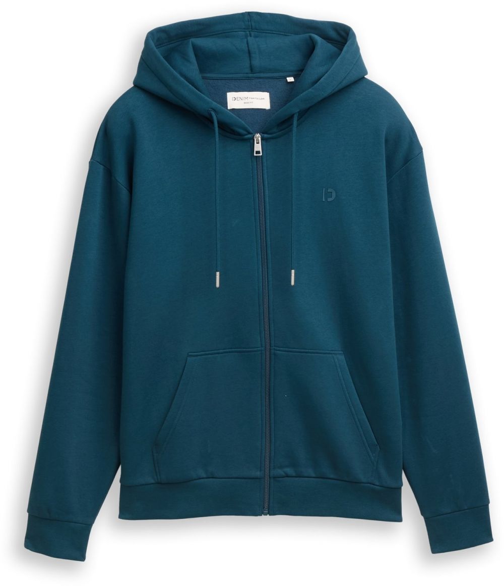 TOM TAILOR DENIM Tepláková bunda  petrolejová