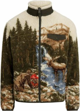 Polo Ralph Lauren Flisová bunda  opálová / hnedá / tmavozelená / biela ako vlna