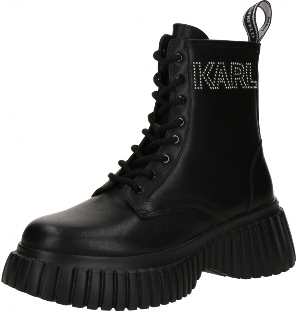 Karl Lagerfeld Šnurovacie členkové čižmy  čierna
