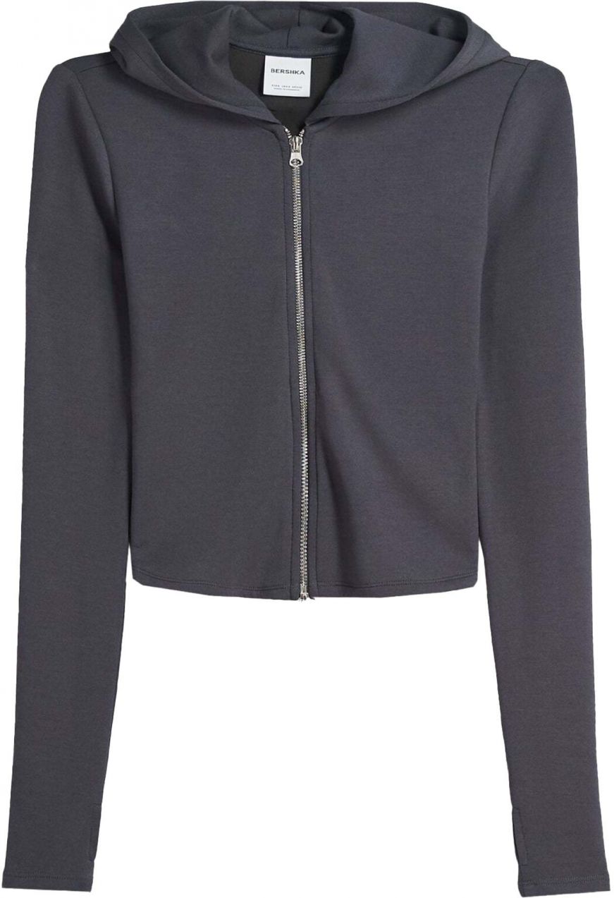 Bershka Tepláková bunda  tmavosivá