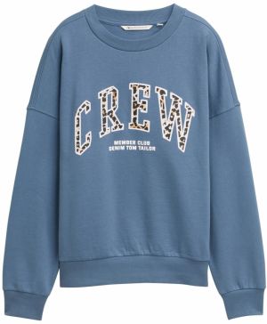 TOM TAILOR DENIM Mikina  béžová / zafírová / čierna / biela