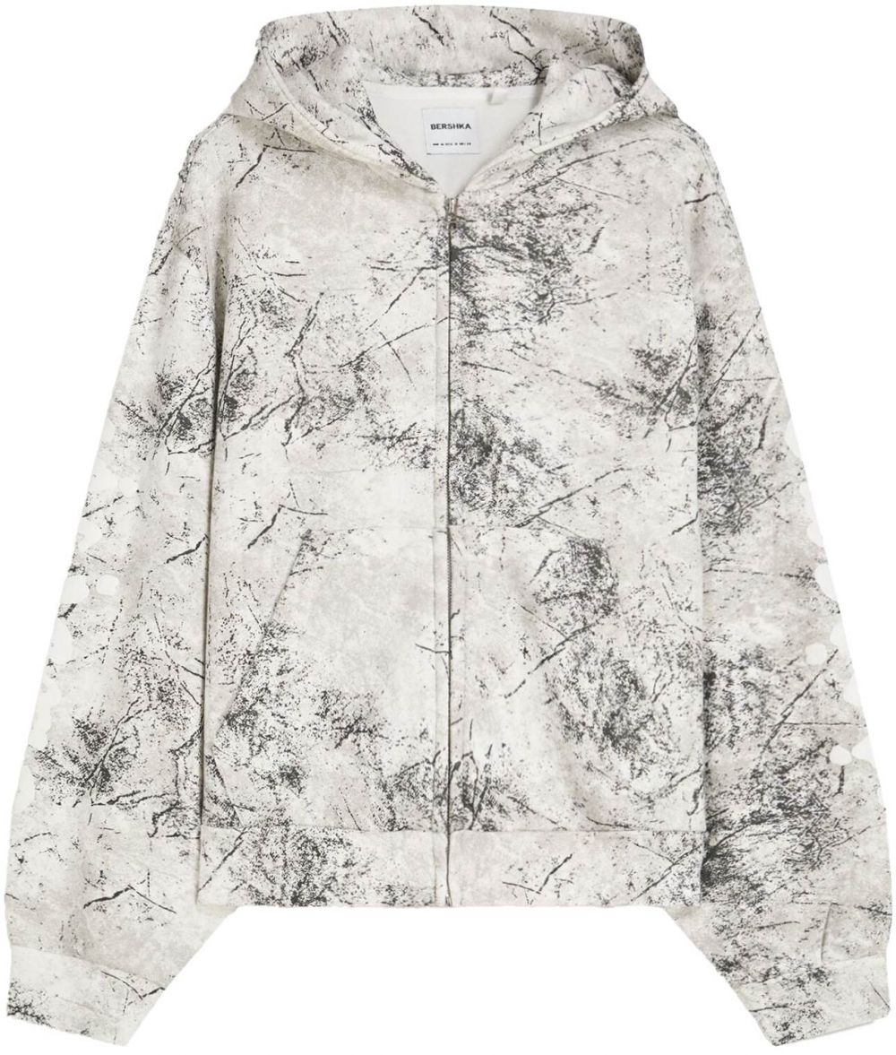 Bershka Tepláková bunda  antracitová / svetlosivá / šedobiela