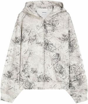 Bershka Tepláková bunda  antracitová / svetlosivá / šedobiela