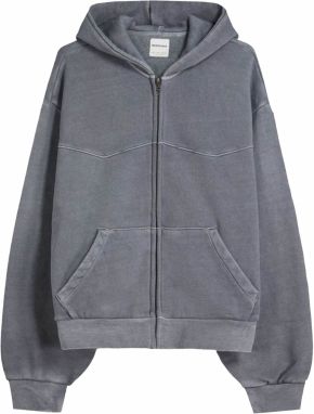 Bershka Tepláková bunda  tmavosivá