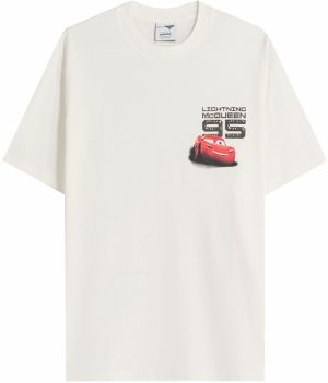 Bershka Tričko 'Cars'  kráľovská modrá / červená / čierna / biela