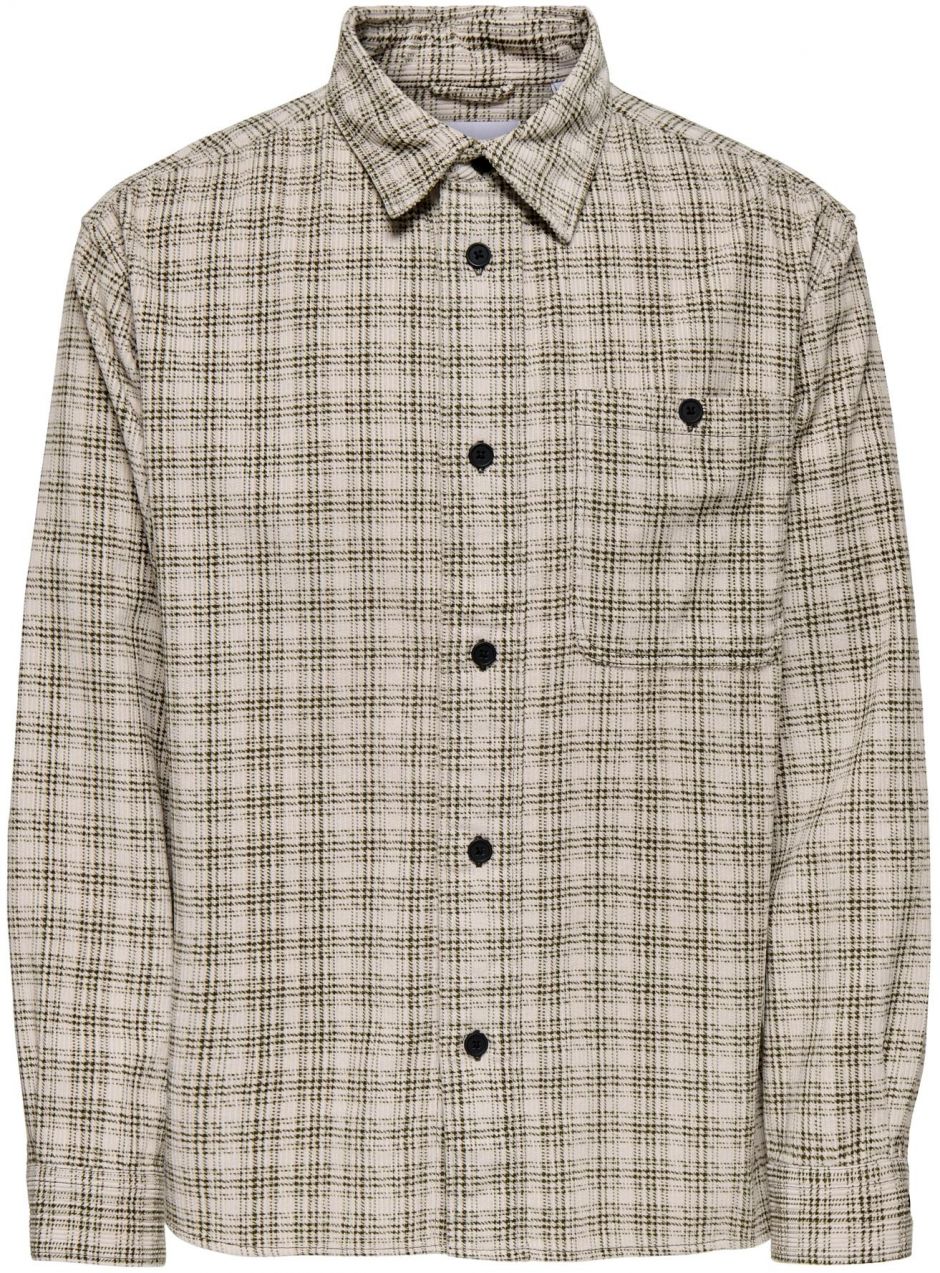 Only & Sons Košeľa 'ONSWaleed'  krémová / tmavozelená