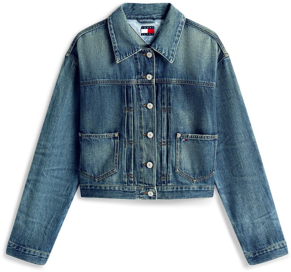 Tommy Jeans Prechodná bunda  modrá denim
