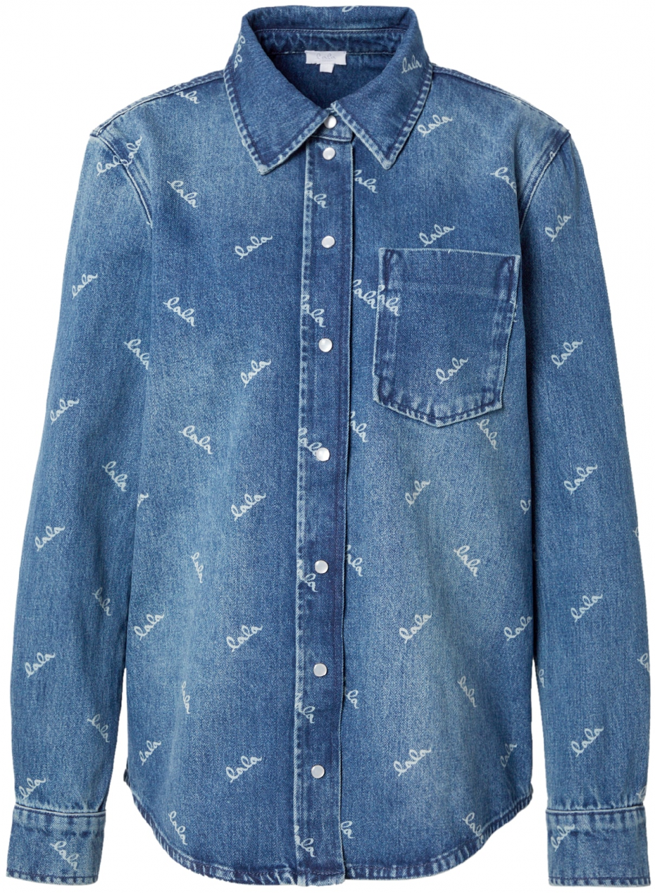 Lala Berlin Blúzka 'Beks'  modrá denim / biela
