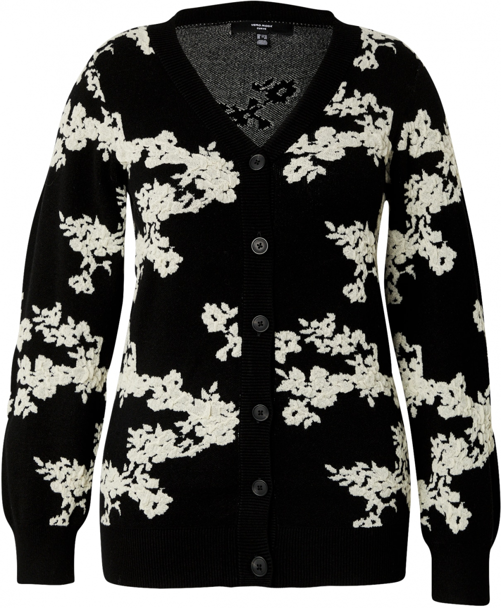 Vero Moda Curve Kardigán 'VMCNANCY'  čierna / biela