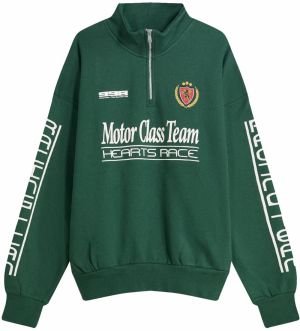 Bershka Mikina 'MOTOR CLASS TEAM'  zlatá žltá / tmavozelená / červená / biela