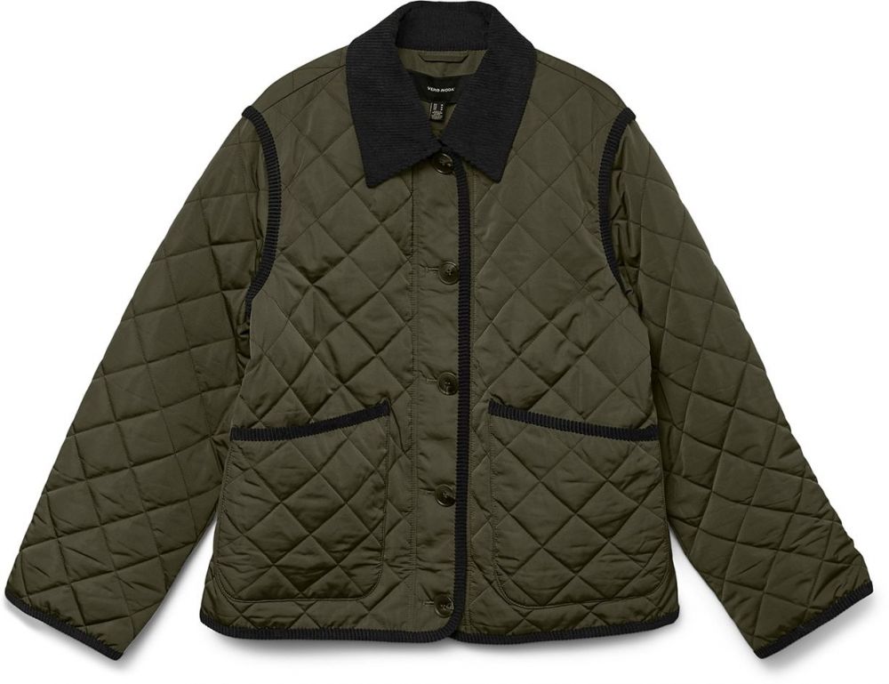 VERO MODA Prechodná bunda  tmavozelená