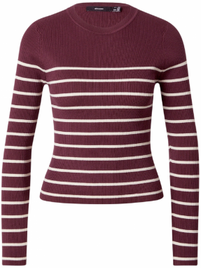 VERO MODA Sveter 'VMGIZELLE'  vínovo červená / biela