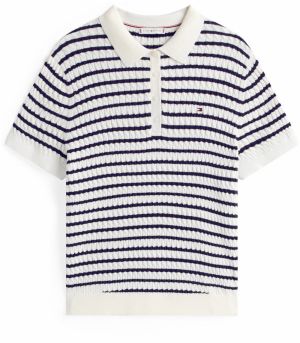 Tommy Hilfiger Curve Sveter  námornícka modrá / biela