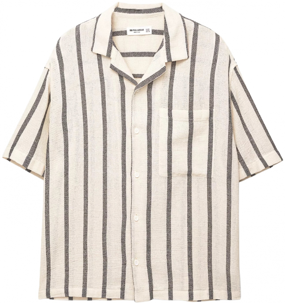 Pull&Bear Košeľa  svetlobéžová / čierna