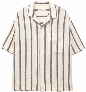 Pull&Bear Košeľa  svetlobéžová / čierna