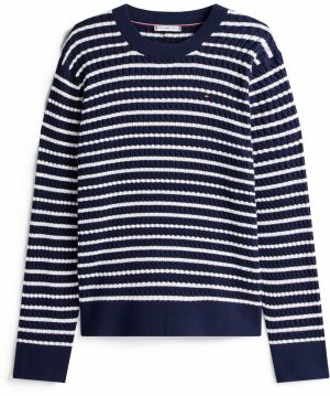 Tommy Hilfiger Curve Sveter  námornícka modrá / biela