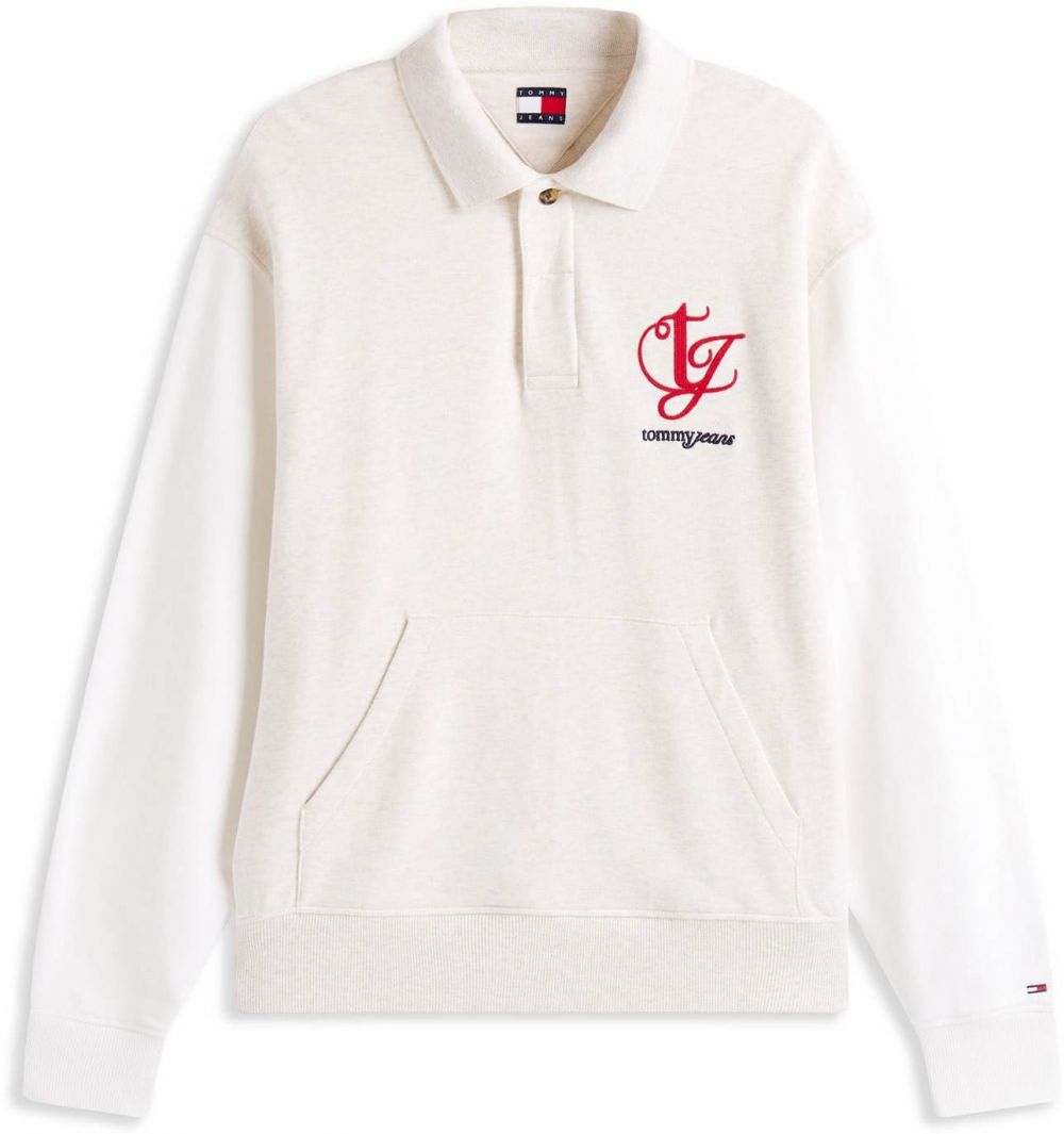 Tommy Jeans Mikina  béžová / červená / čierna