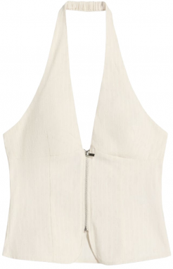 Bershka Top  piesková / biela