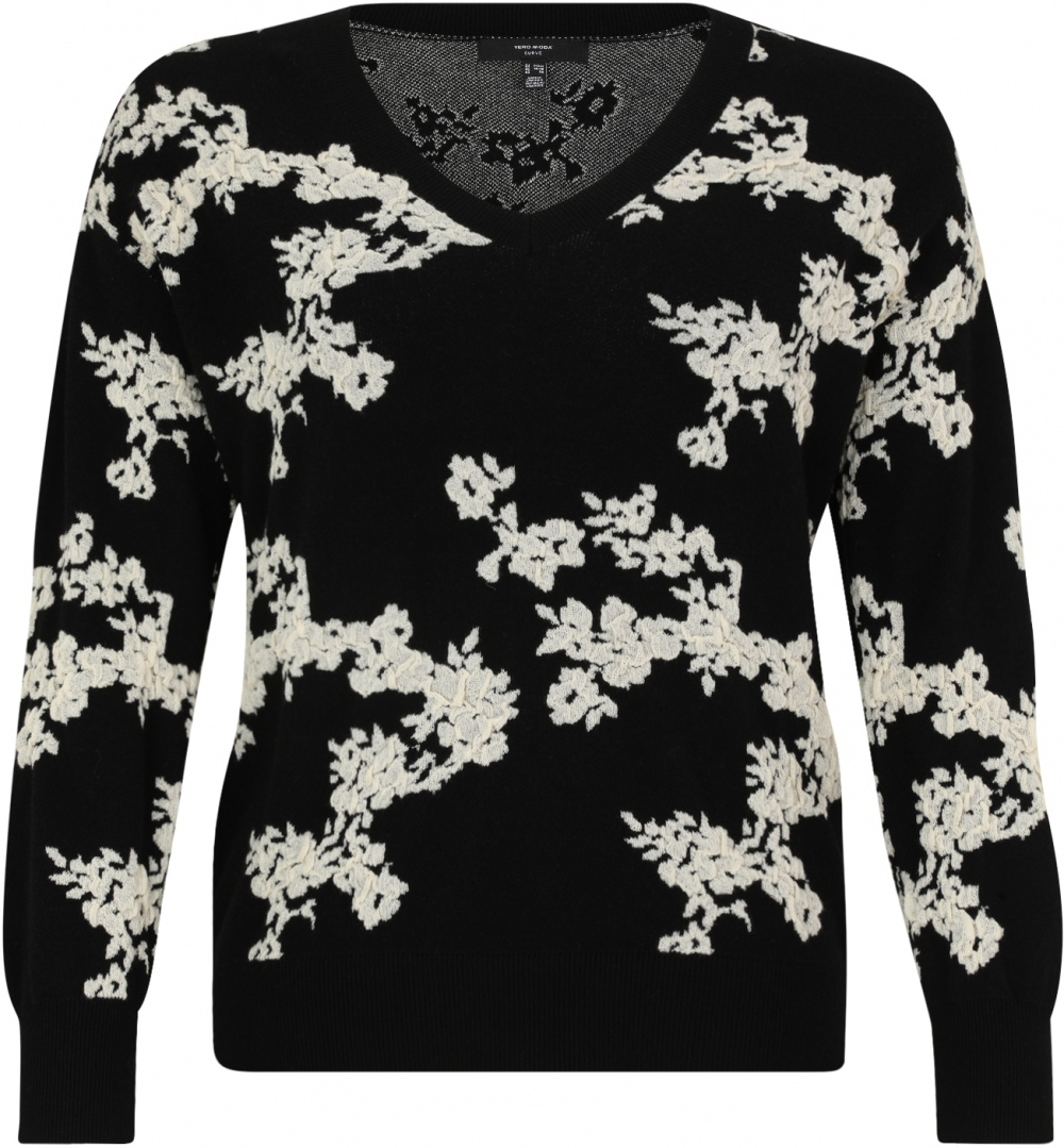 Vero Moda Curve Sveter 'VMCNancy'  krémová / čierna