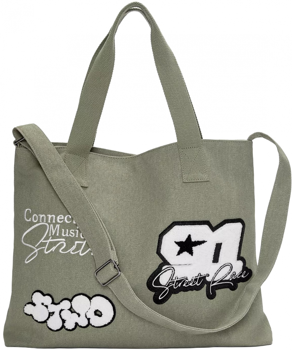 Pull&Bear Shopper  pastelovo zelená / čierna / biela