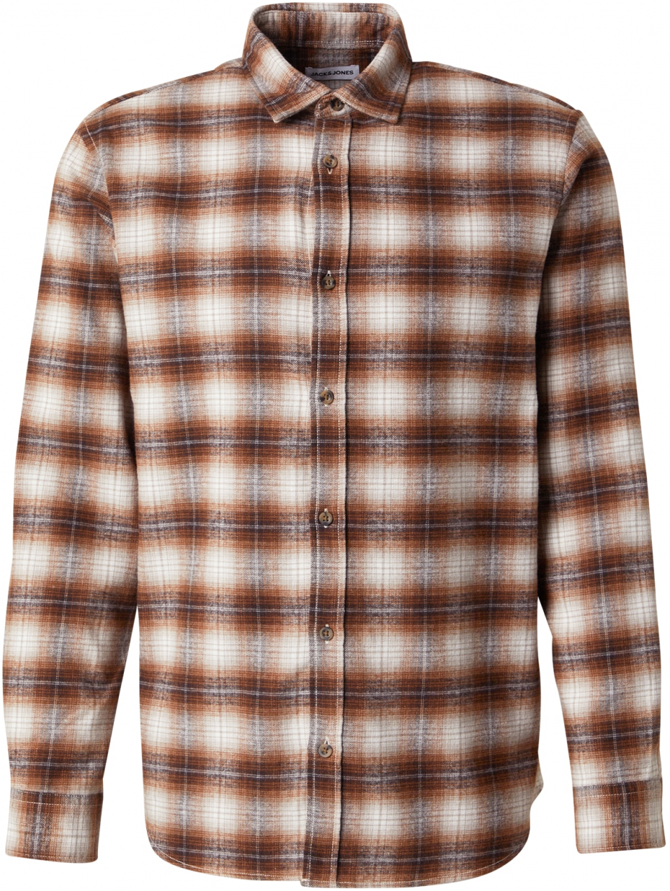 JACK & JONES Košeľa 'JJJOSHUA'  krémová / hrdzavohnedá / tmavohnedá